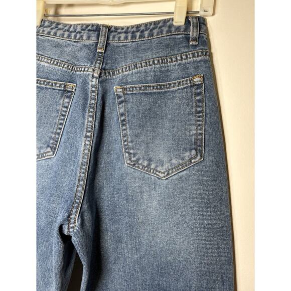 PRETTY LITTLE THING Denim Mom Jeans Medium Dark Wash Retro 90s Y2K Preppy Size 2 - Picture 9 of 9